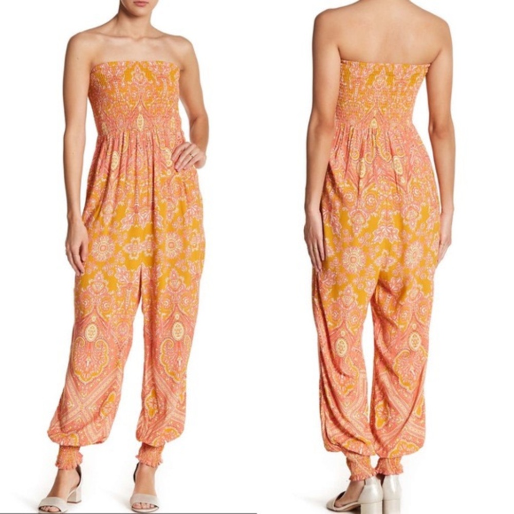 Free People Thinking of You Strapless Jumpsuit